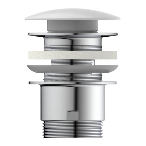 Kirchhoff Design Ablaufventil mit Überlauf, weiße Kappe, 41,9 mm (1 1/4) x 65 mm.