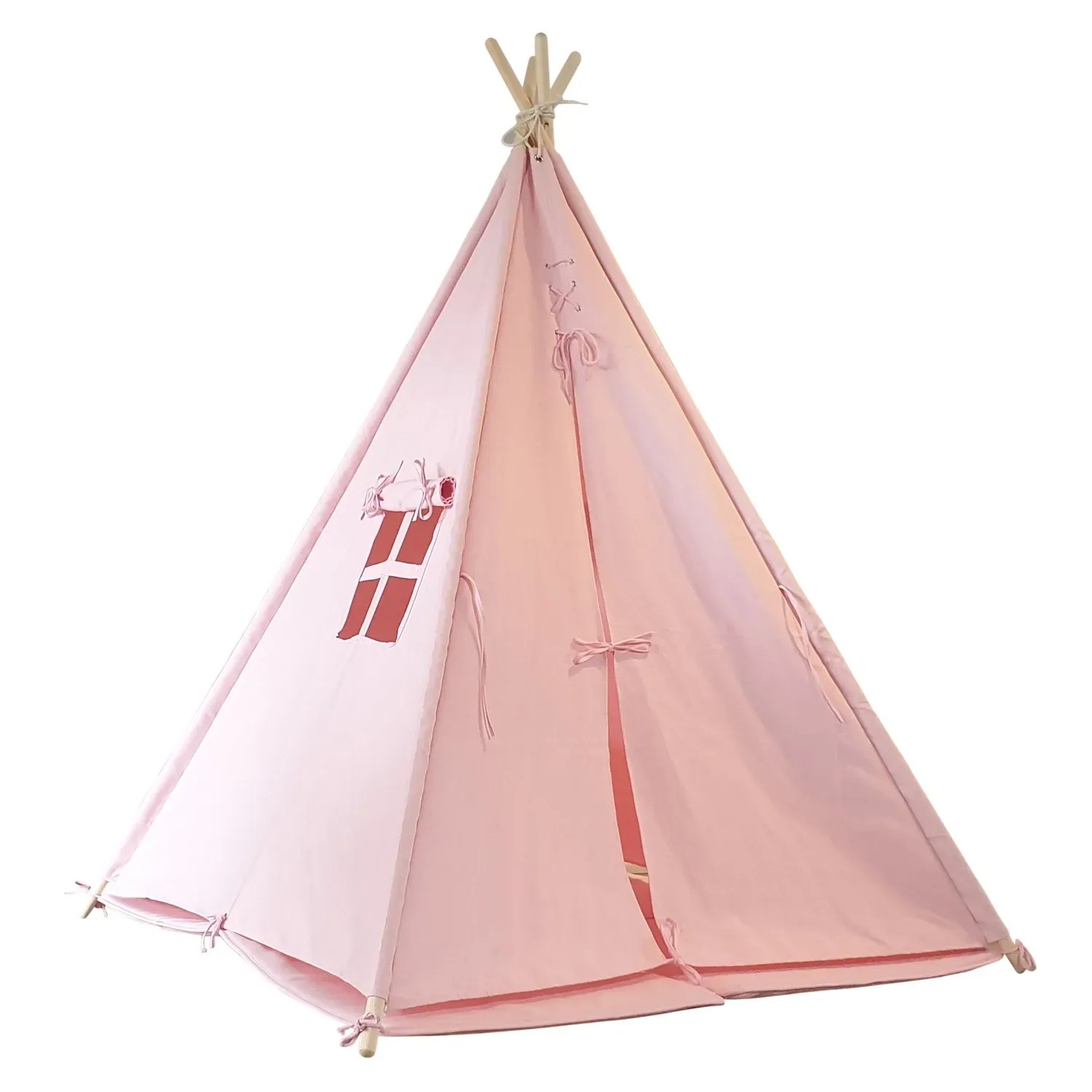 Sunny Tipi Zelt Alba, pastellrosa, 120x120x160 cm. Kinderzelt aus Baumwolle mit Fenster.