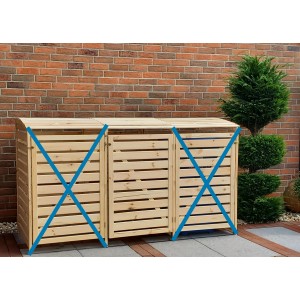 Erweiterung für Mülltonnenbox Vario III aus Kiefernholz, naturbelassen. Für Tonnen bis 240 Liter.