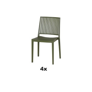 Siena Garden Stapelstuhl-Set Lane, 4-teilig, olive. Gartenstuhl aus Polypropylen, stapelbar.