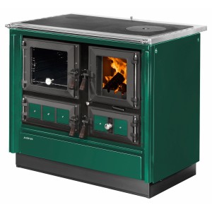 Grüner Justus Küchenofen Rustico 90 mit Kochplatte und Backofen, Stahl, 7 kW.