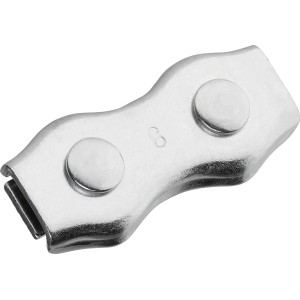 Duplexklemme aus Edelstahl, geeignet für Seile von 4 mm bis 6 mm.