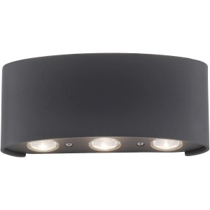 Anthrazitfarbene Paul Neuhaus LED-Wandleuchte Carlo, 3-flammig, für Innen & Außen.