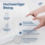 Weißer AM Gelschaum Topper mit hochwertigem, waschbarem Bezug. Atmungsaktiv, allergikergeeignet und rutschfest.