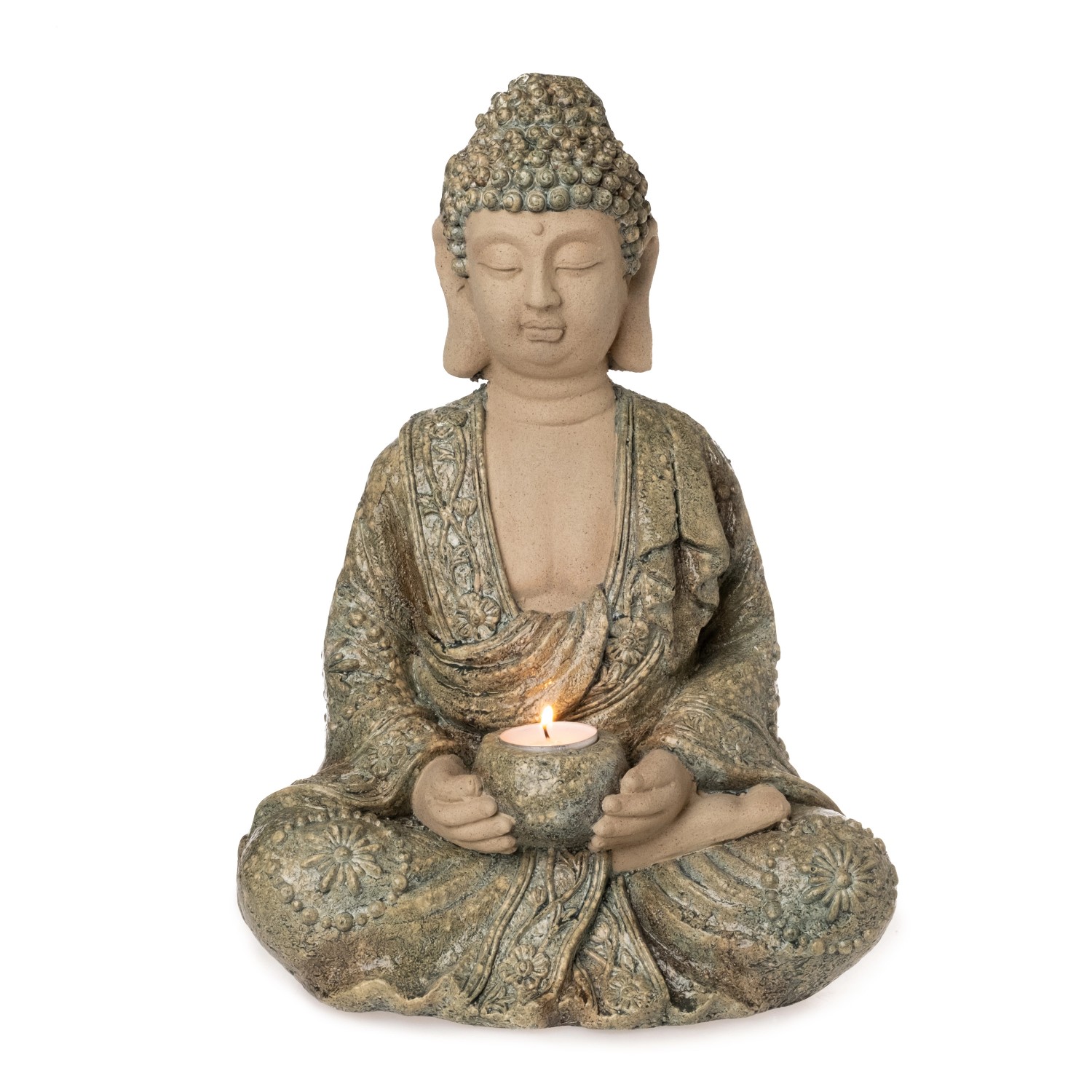 DekoFigur Buddha Sitzend 27 cm x 17 cm x 37,5 cm Grau kaufen bei OBI