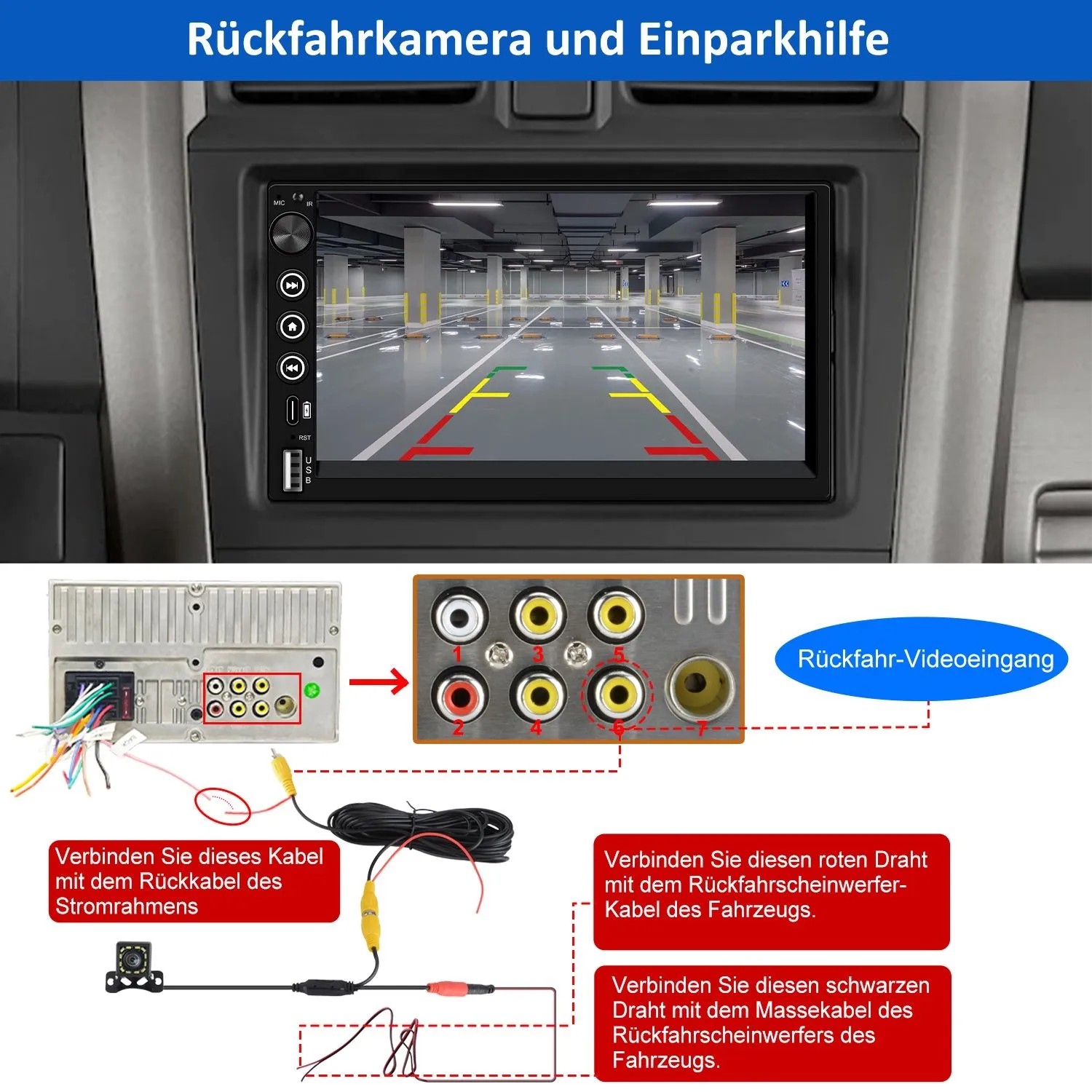JUNSUN CARPLAY 7 Zoll Doppel DIN Autoradio mit Android Auto IPS Touchscreen 1024x600 Drehknopf Bluetooth FM_7