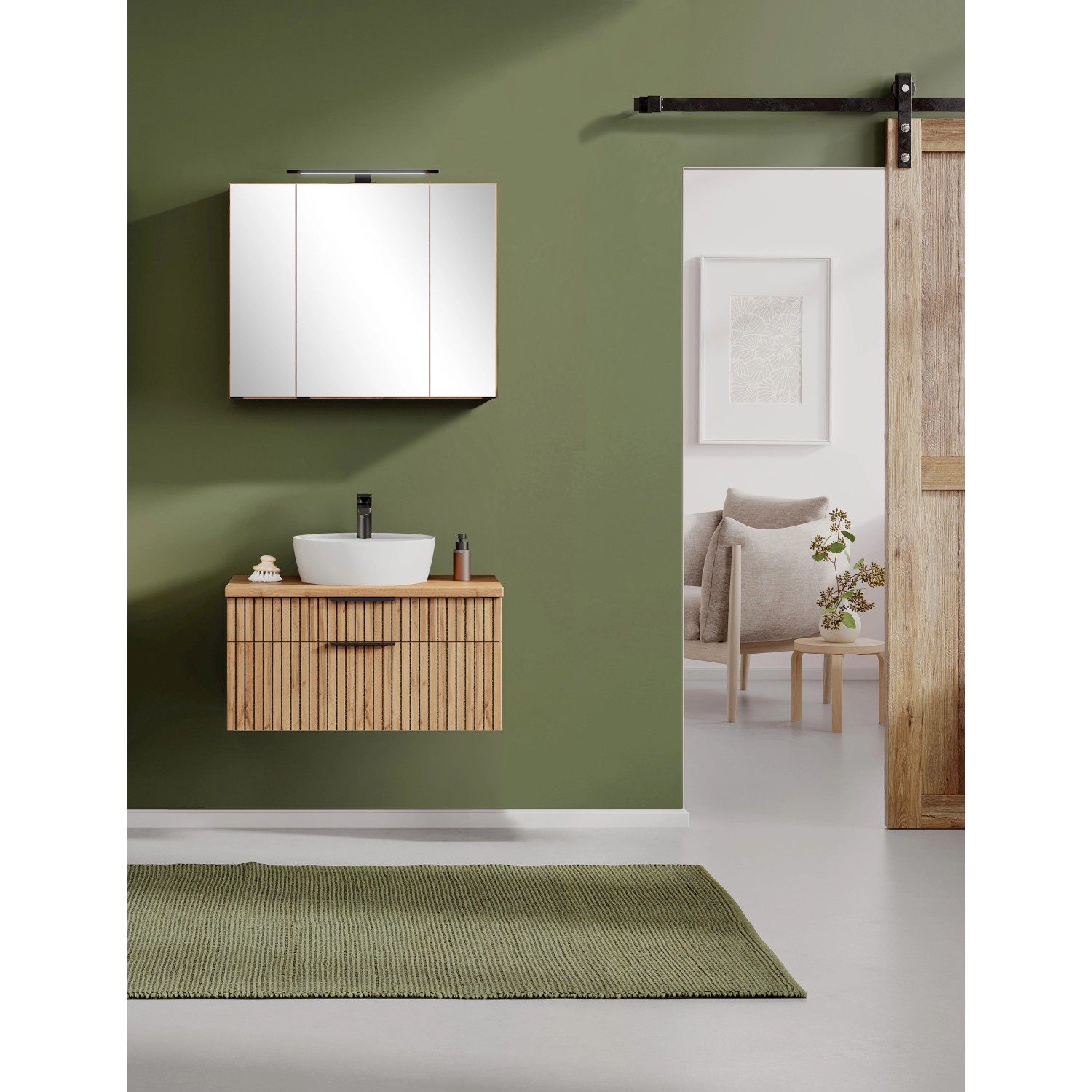 Held Möbel Waschtisch-Set Keramikbecken Weiß 200 x 80 x 47 cm Eiche 2-tlg._12