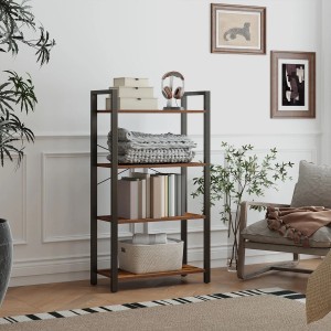 Songmics Bücherregal Barnet mit 4 Ebenen im Industrie-Design in Braun und Schwarz.
