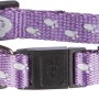 Reflektierendes, lila Trixie Katzenhalsband aus Nylon mit Glöckchen und Katzenmotiv.