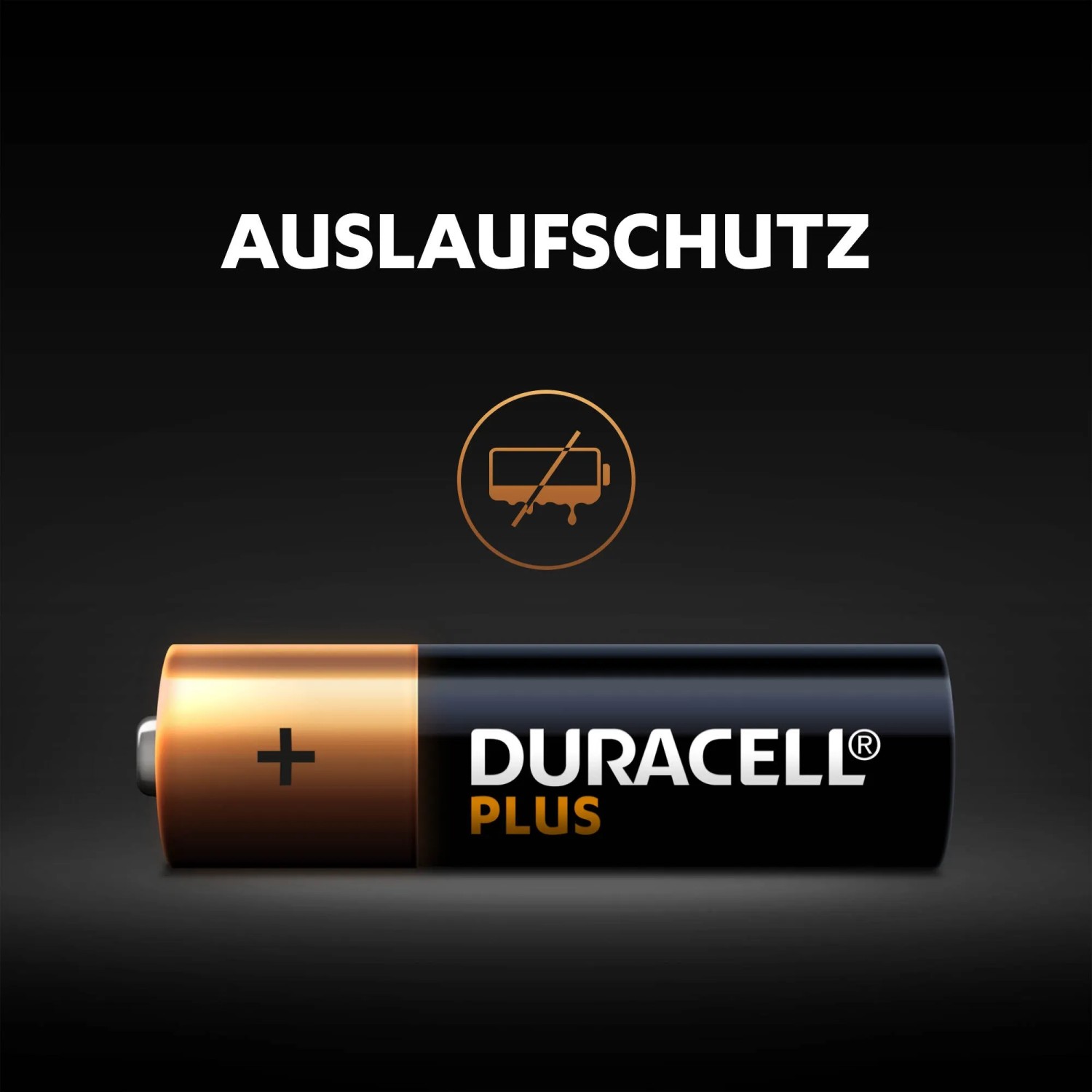 Detailaufnahme einer Duracell AA Batterie mit Auslaufschutz.