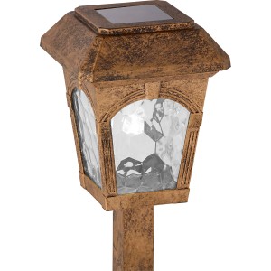 Brauner LED-Solarspieß im Vintage-Look mit Strukturglas, ca. 37 cm hoch, für den Garten.