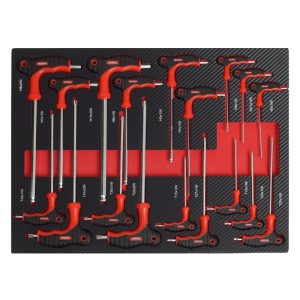 TRUTZHOLM Profi Werkzeugeinlage Werkstattwagen 18 Tlg Innensechskant und Torx 51x40x4 cm Rot