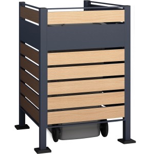 Westmann Mülltonnenverkleidung Planum für 1x240L Tonne, Metall, Holzoptik.