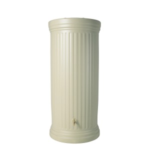 Garantia Regenwassertank 2000 l in Sandbeige, Säulenform mit Zulaufdichtung und Windsicherung.