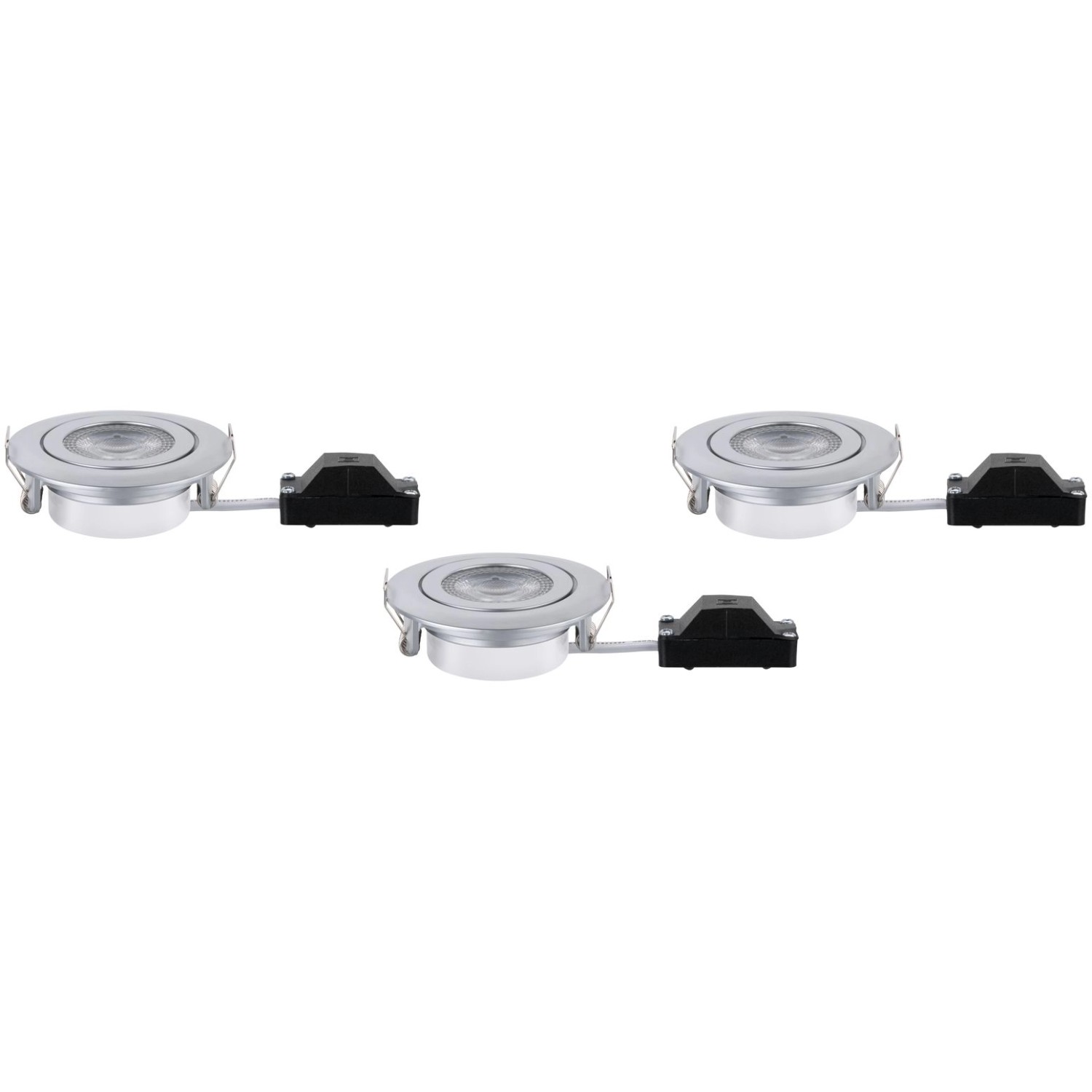 Paulmann LED-Einbaustrahler 3er Set, chrom matt, schwenkbar. Deckenleuchten für Bad, Küche oder Wohnzimmer.