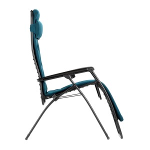 Relaxliege RSX CLIP AirComfort Coral Blue, verstellbare Sonnenliege mit blauem Bezug.