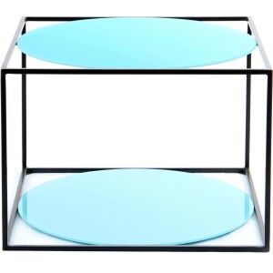 Kayoom Beistelltisch Cody, blau-schwarz, mit Glasplatten in Würfelform. Moderner Couchtisch.