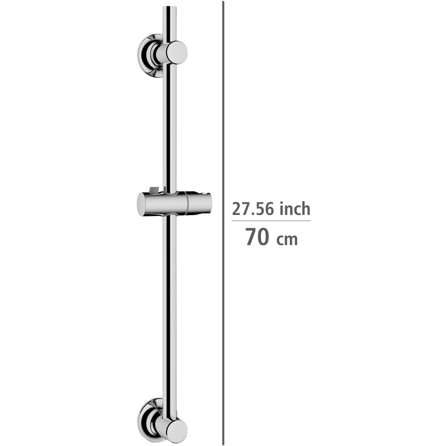 Wenko Duschstange Chrom, 70cm, zur Wandmontage ohne Bohren, mit verstellbarem Brausehalter.