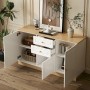 okwish Sideboard mit 3 Türen Doppelschubladen Wohnzimmer 135.5x76x39cm Weiß_2