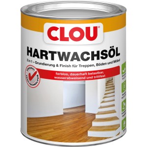 Dose Clou Hartwachs-Öl, transparent, seidenglänzend, für Holz im Innenbereich wie Treppen und Möbel.