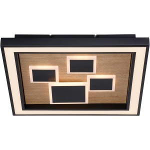 Moderne LED-Deckenleuchte Eliza von Paul Neuhaus, Holzoptik, 48x48 cm, für Wohnräume.