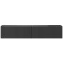 Selsey Veldio TV-Hängeboard 140 cm in Schwarz mit geriffelter Lamellenfront und zwei Fächern. Modernes Design.