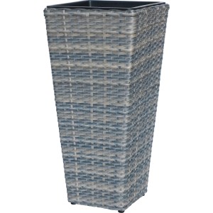 Hohe Pflanzsäule Wave, 60 cm, aus Polyrattan in Flechtoptik für Innen- und Außenbereich.