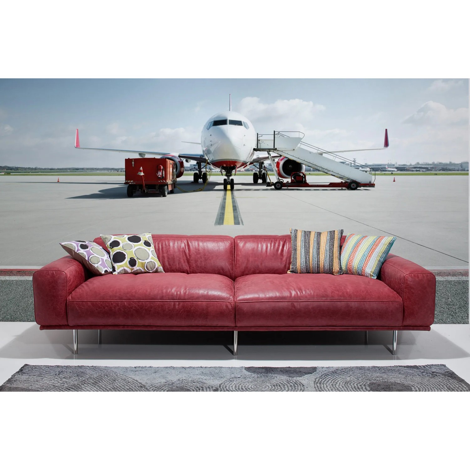 Komar Vlies Fototapete Runway mit Flugzeugmotiv, 350x250cm.