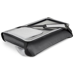 Graue Bomoe IceBreezer KT53 Kühltasche mit Tragegriffen und Tablett-Ablage.