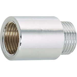 Verchromte Hahnverlängerung aus Messing, 30 mm, für Gewindefittings in Sanitärinstallationen.