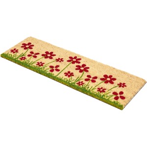 Beige Astra Türmatte Coco Style mit Blumenwiese, 25x75 cm. Fußmatte aus Kokosfaser.
