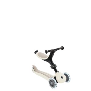 Globber Go-Up Active Lights 3 in 1 Kinderfahrzeug in Kokos Weiß mit leuchtenden LED-Rädern. Höhenverstellbares Dreirad, Laufrad & Scooter.