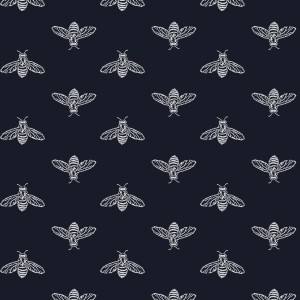 Joules Vliestapete Block Print Bee French Navy Blau FSC®