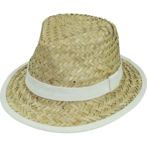 Strohhut Männer Natural Band Weiß Gr. 59