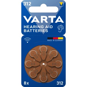 Varta 312 Hörgerätebatterien, 8 Stück im Blister. Knopfzellen für Hörgeräte.