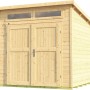 Unbehandeltes Weka Holz-Gartenhaus 264 mit Pultdach und Doppeltür. Ideal zur Aufbewahrung im Garten.