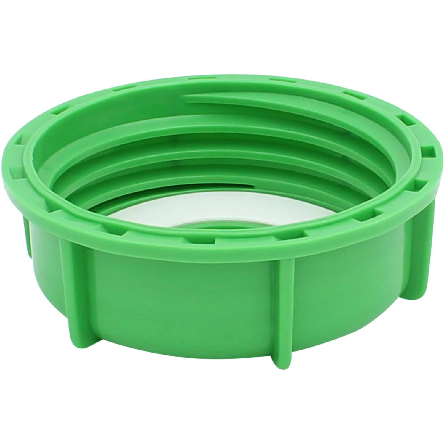 Grüne Schraubkappe DN 80 für IBC Container mit Grobgewinde als Zubehör für Regentonnen.