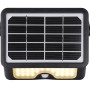 Schwarze Globo Solarleuchte mit Sensor, 5W LED, 500lm, 3000K, für den Außenbereich.