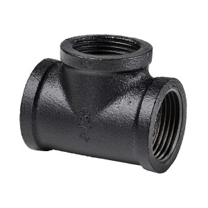 Schwarzes Dolle T-Stück (3/4 Zoll) für Pipe-Regalsystem, Eisenguss mit Pulverbeschichtung.