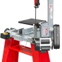 Holzmann Metallbandsäge BS115 mit Fahrgestell, 230V, rot/grau. Bandsäge für präzise Metallarbeiten.
