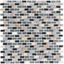 Mosaikmatte Glas & Stein, 5th Avenue Black Mix Seashell, 28,5x28,5 cm. Mosaikfliesen in Schwarz, Grau und Beige.