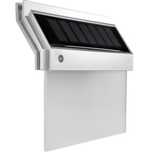 REV Ritter LED-Solar-Hausnummerleuchte Quattroline in Silber-Schwarz mit Solarpanel.