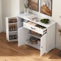okwish Sideboard mit 3 Türen Schublade Wohnzimmer Diele 107x83x40cm Weiß_3