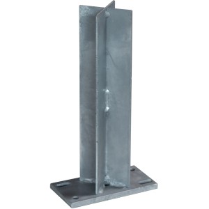 Elephant Stellfuß aus Stahl, feuerverzinkt, für Alupfosten von Elementzäunen.