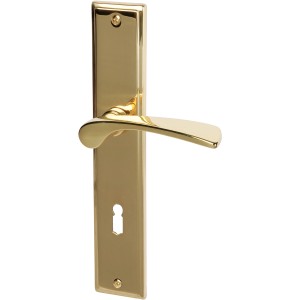 Alpertec Langschild-Garnitur Nelson, Buntbart, Messing poliert für Zimmertüren.