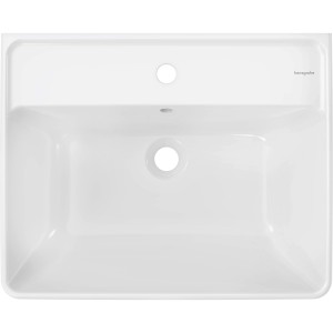 Weißes Hansgrohe Xanuia Q Handwaschbecken, 60x48 cm, mit Hahnloch und Überlauf.