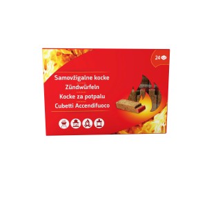 Packung Bio Anzündwürfel mit Anzünder, 24 Stück für Grill, Ofen und Kamin.