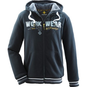 Schwarze Roadsign Sweatjacke in Größe 3XL für Arbeitskleidung mit Kapuze und Reißverschluss.