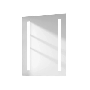 Rechteckiger Emke LED Badspiegel 45x60 cm mit zwei vertikalen kaltweißen Lichtstreifen. Moderner Badezimmerspiegel.