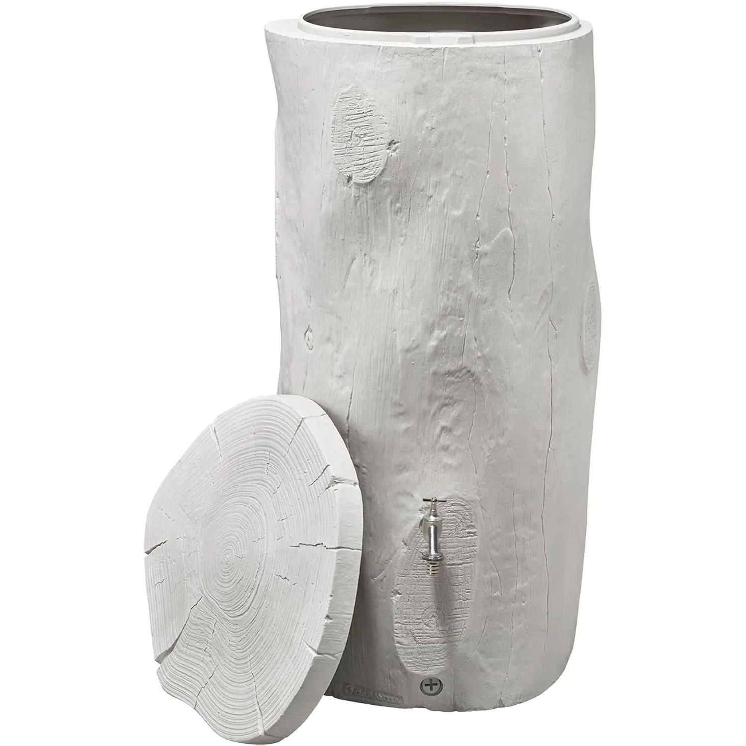 Garantia Regentonne Woodstock Baumstamm 250 l Greywood mit Deckel und Hahn.